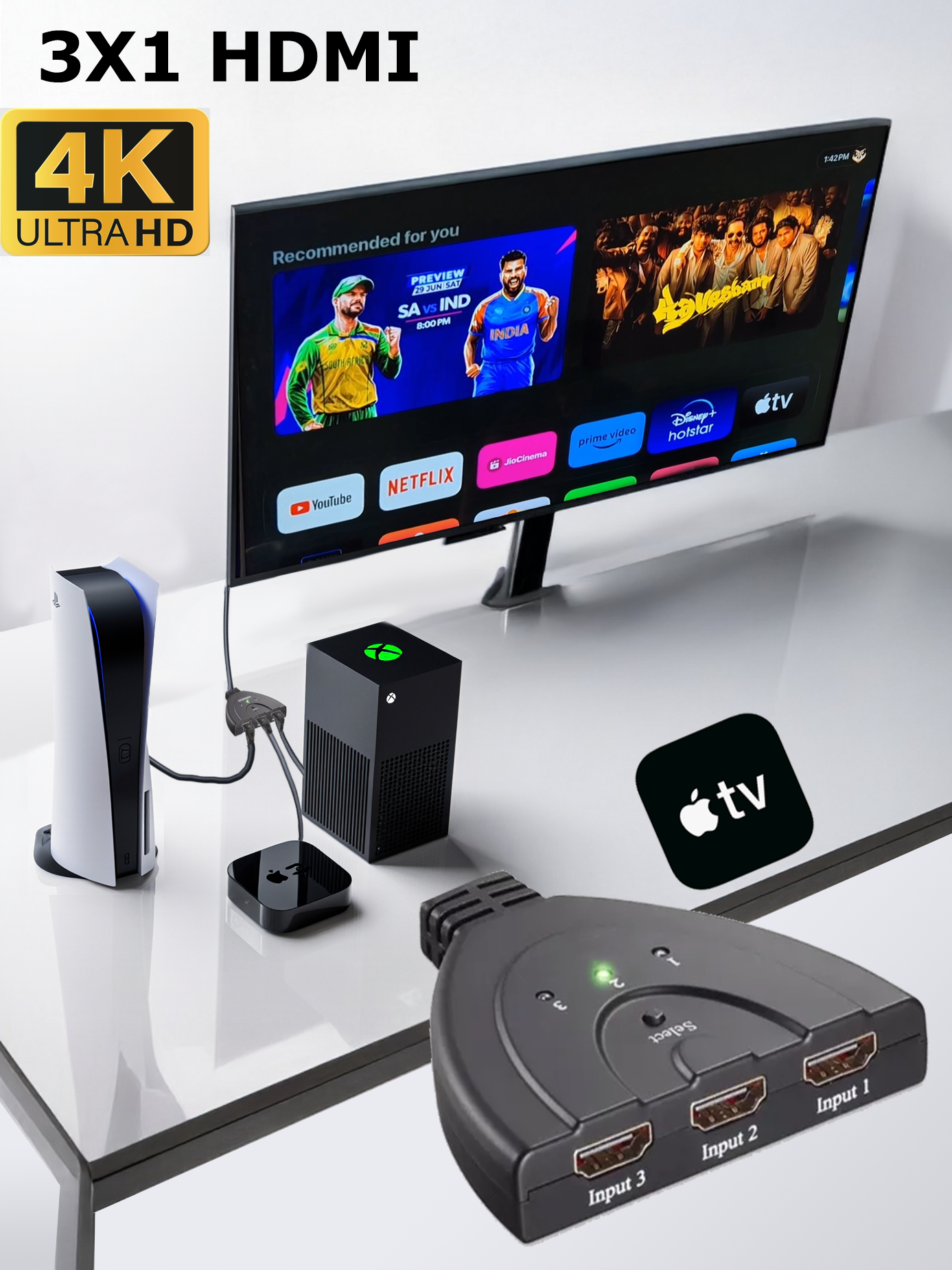Switch Selector 3X1 HDMI 4K Ultra