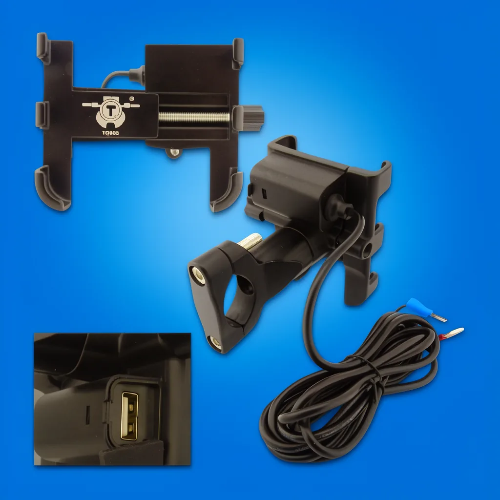 Porta Smartphone Con USB De Carga Para Moto, Metalico, En Caja - imagen 10