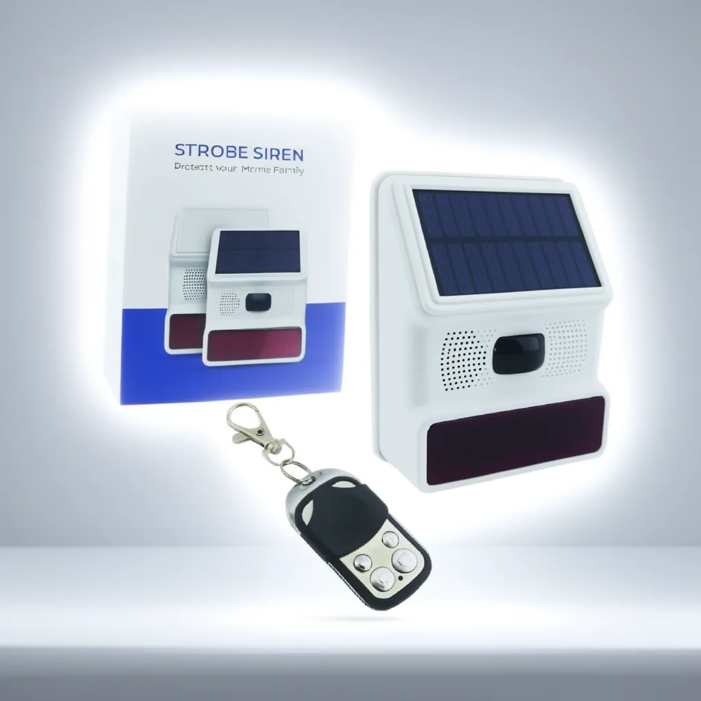 Alarma Sirena Con Baliza Solar Marca NEW GRADE Con Control Remoto Y Sensor De Movimiento - imagen 9