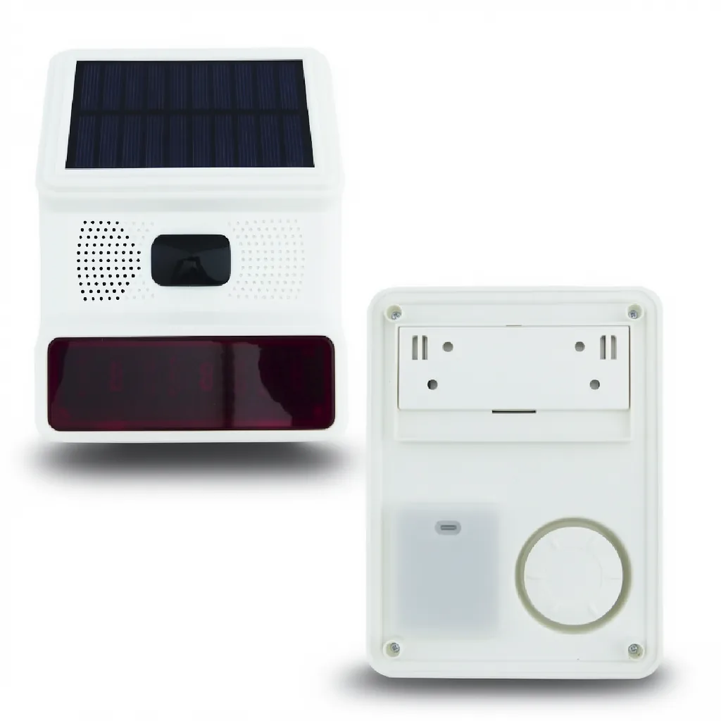 Alarma Sirena Con Baliza Solar Marca NEW GRADE Con Control Remoto Y Sensor De Movimiento - imagen 2